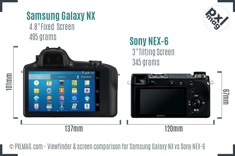 Samsung Galaxy NX vs Sony NEX-6 Screen and Viewfinder comparison