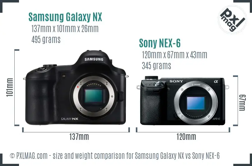 Samsung Galaxy NX vs Sony NEX-6 size comparison