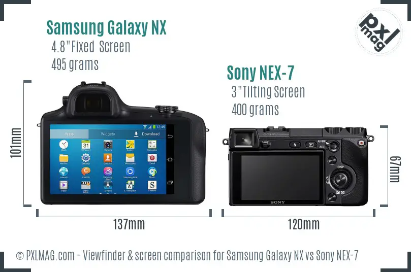 Samsung Galaxy NX vs Sony NEX-7 Screen and Viewfinder comparison