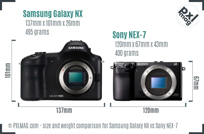 Samsung Galaxy NX vs Sony NEX-7 size comparison