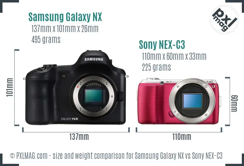 Samsung Galaxy NX vs Sony NEX-C3 size comparison