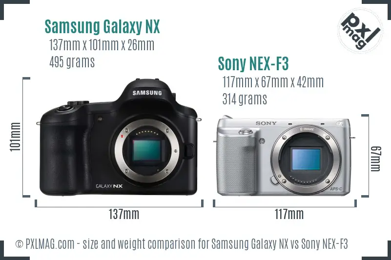 Samsung Galaxy NX vs Sony NEX-F3 size comparison