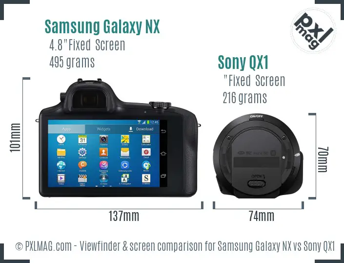 Samsung Galaxy NX vs Sony QX1 Screen and Viewfinder comparison