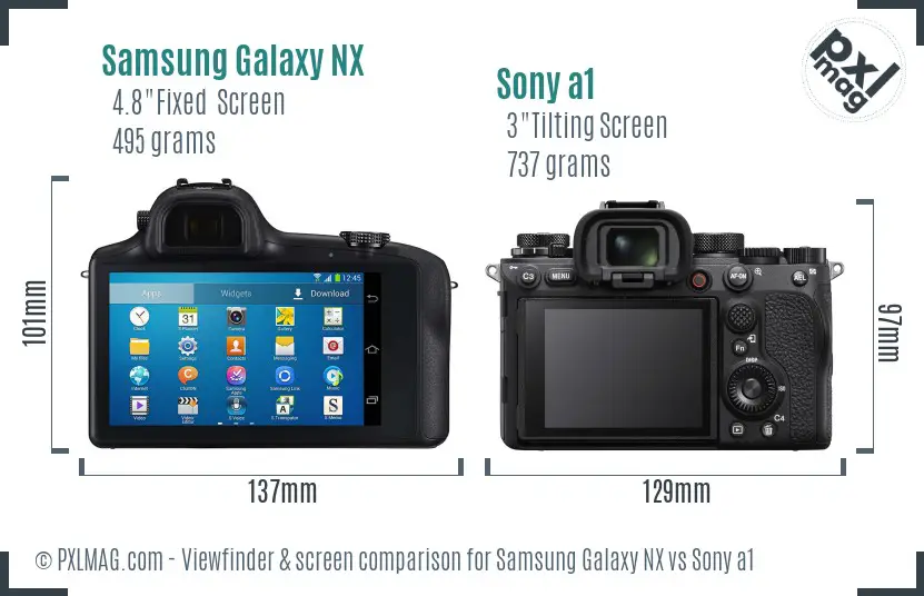 Samsung Galaxy NX vs Sony a1 Screen and Viewfinder comparison