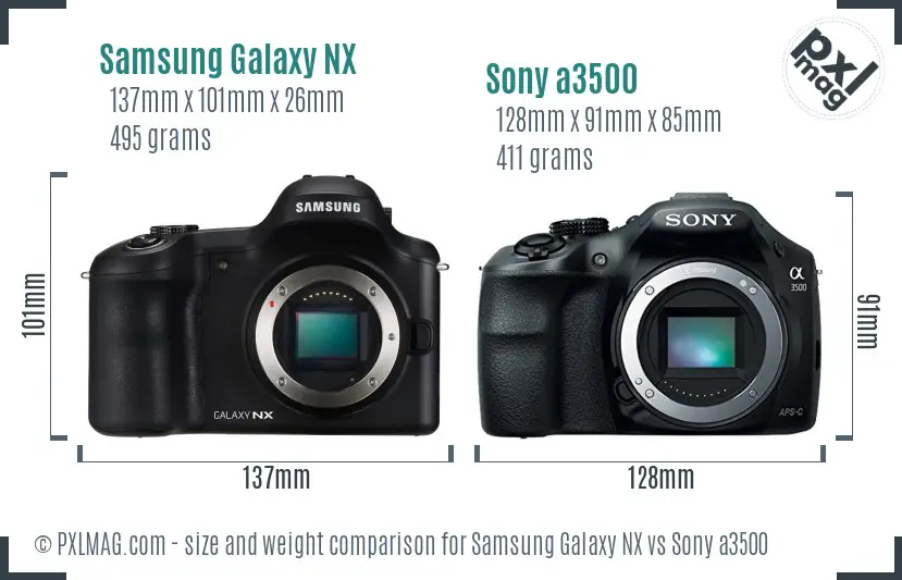 Samsung Galaxy NX vs Sony a3500 size comparison