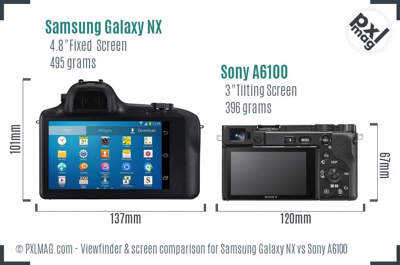 Samsung Galaxy NX vs Sony A6100 Screen and Viewfinder comparison