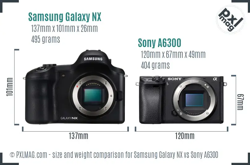 Samsung Galaxy NX vs Sony A6300 size comparison