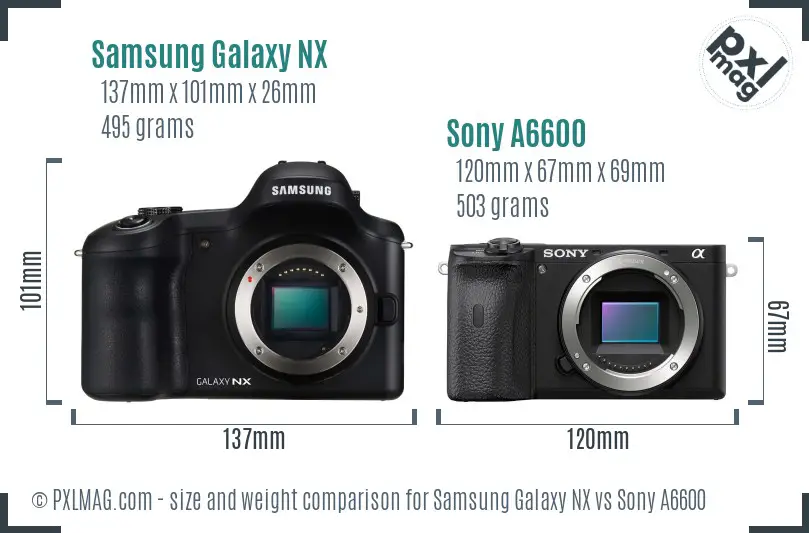 Samsung Galaxy NX vs Sony A6600 size comparison