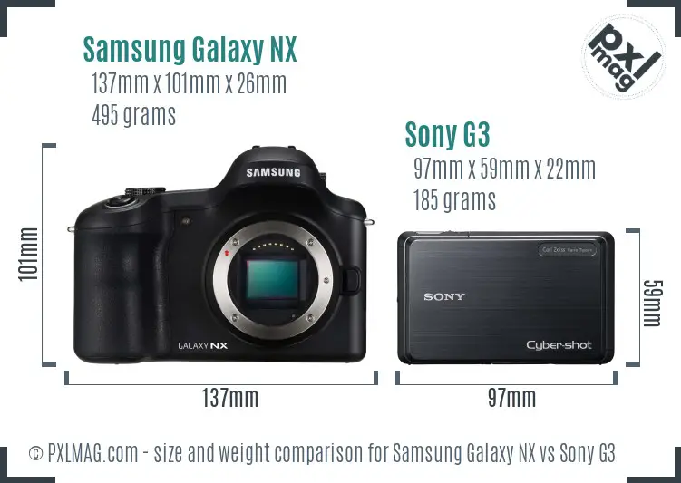 Samsung Galaxy NX vs Sony G3 size comparison