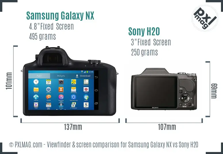 Samsung Galaxy NX vs Sony H20 Screen and Viewfinder comparison