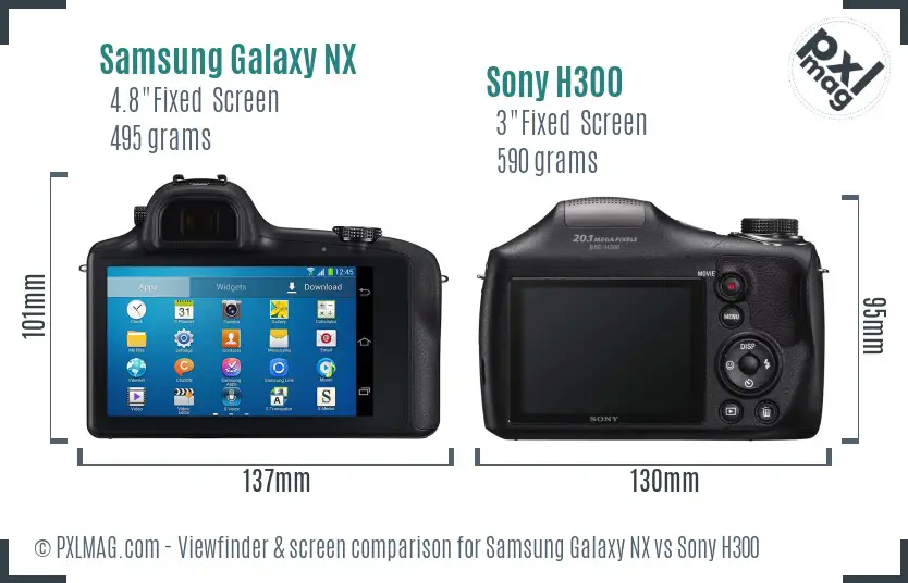 Samsung Galaxy NX vs Sony H300 Screen and Viewfinder comparison