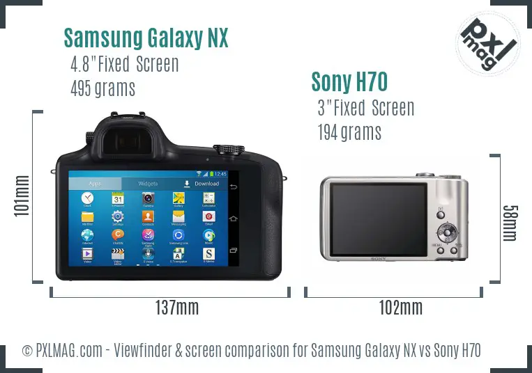 Samsung Galaxy NX vs Sony H70 Screen and Viewfinder comparison