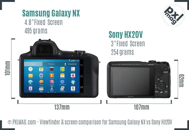 Samsung Galaxy NX vs Sony HX20V Screen and Viewfinder comparison