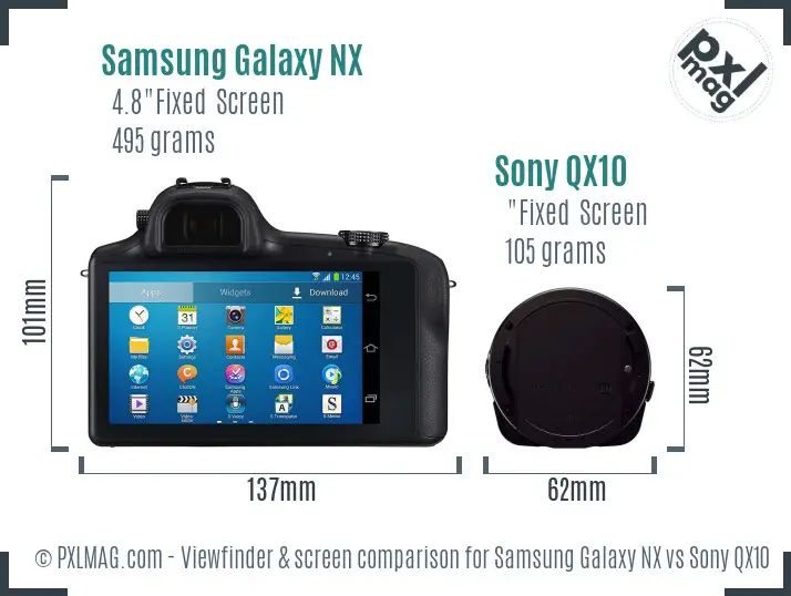 Samsung Galaxy NX vs Sony QX10 Screen and Viewfinder comparison