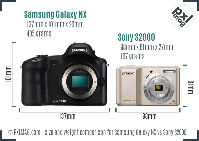 Samsung Galaxy NX vs Sony S2000 size comparison