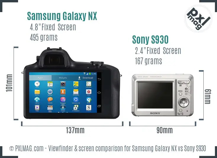 Samsung Galaxy NX vs Sony S930 Screen and Viewfinder comparison