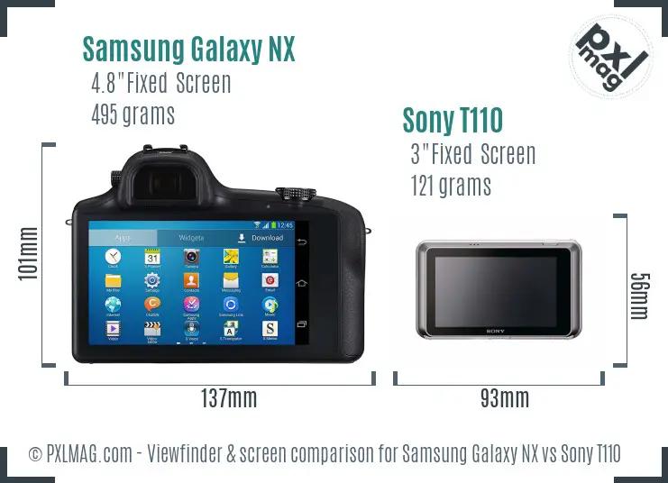Samsung Galaxy NX vs Sony T110 Screen and Viewfinder comparison