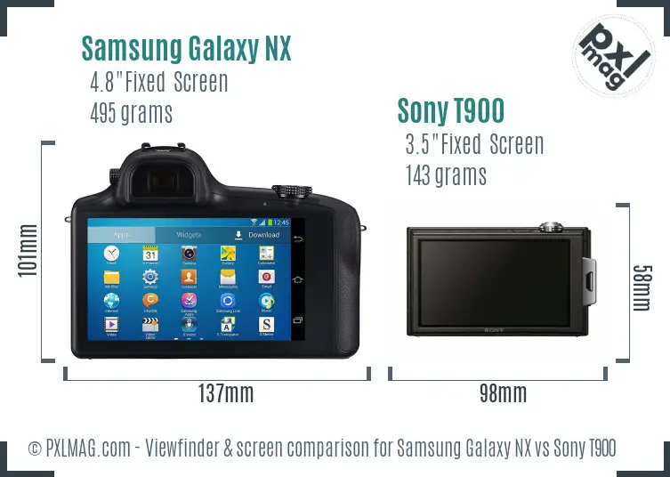 Samsung Galaxy NX vs Sony T900 Screen and Viewfinder comparison