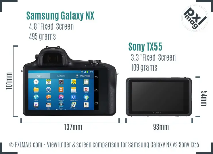 Samsung Galaxy NX vs Sony TX55 Screen and Viewfinder comparison