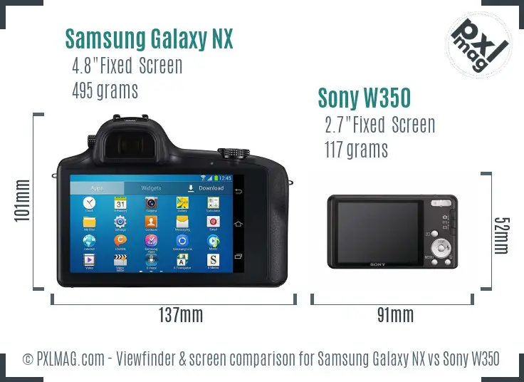 Samsung Galaxy NX vs Sony W350 Screen and Viewfinder comparison