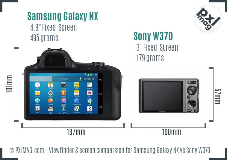 Samsung Galaxy NX vs Sony W370 Screen and Viewfinder comparison