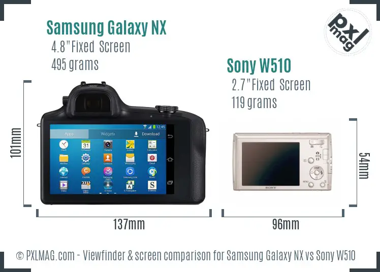 Samsung Galaxy NX vs Sony W510 Screen and Viewfinder comparison