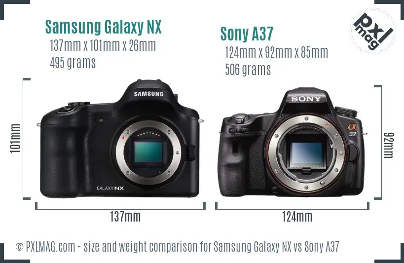 Samsung Galaxy NX vs Sony A37 size comparison