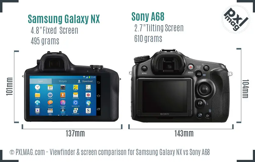 Samsung Galaxy NX vs Sony A68 Screen and Viewfinder comparison