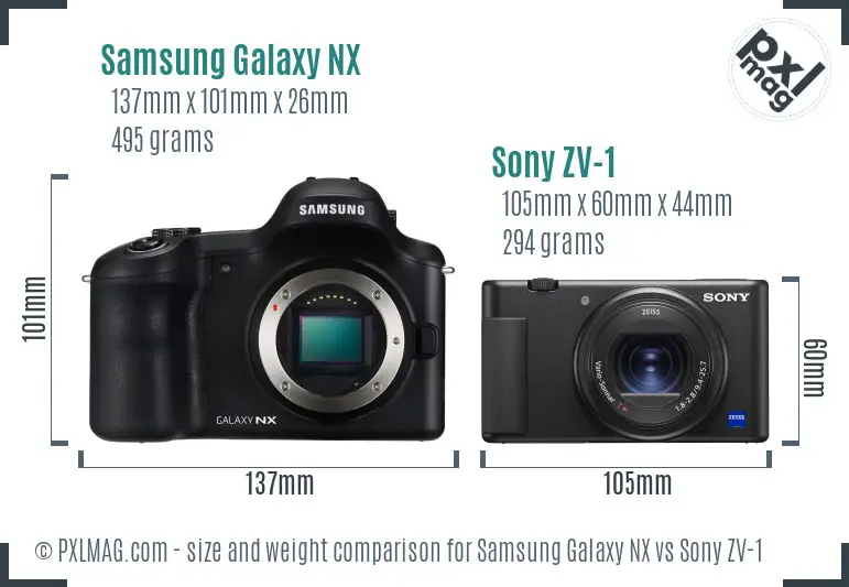 Samsung Galaxy NX vs Sony ZV-1 size comparison