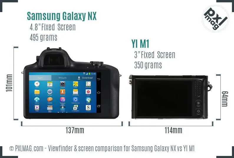 Samsung Galaxy NX vs YI M1 Screen and Viewfinder comparison