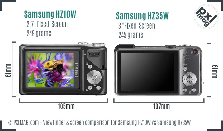 Samsung HZ10W vs Samsung HZ35W Screen and Viewfinder comparison