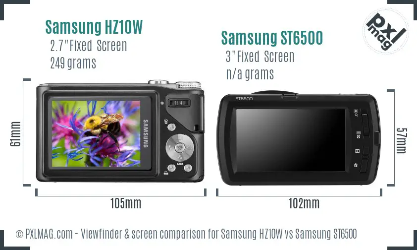 Samsung HZ10W vs Samsung ST6500 Screen and Viewfinder comparison