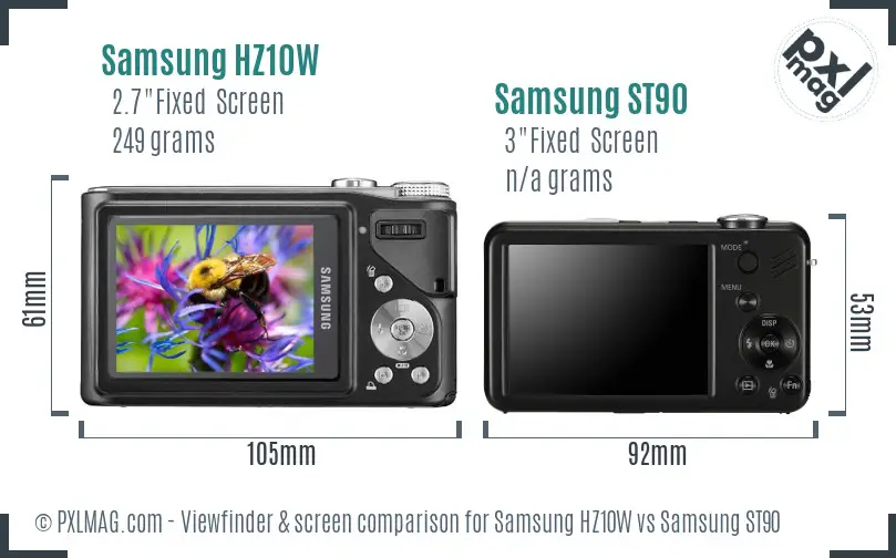 Samsung HZ10W vs Samsung ST90 Screen and Viewfinder comparison