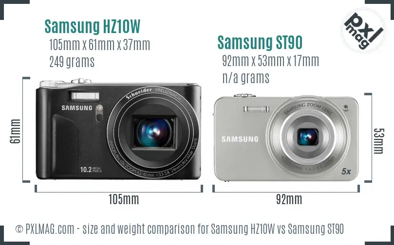 Samsung HZ10W vs Samsung ST90 size comparison Samsung HZ10W vs Samsung ST90 size comparison