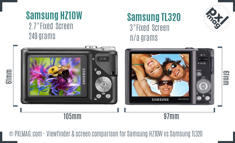 Samsung HZ10W vs Samsung TL320 Screen and Viewfinder comparison