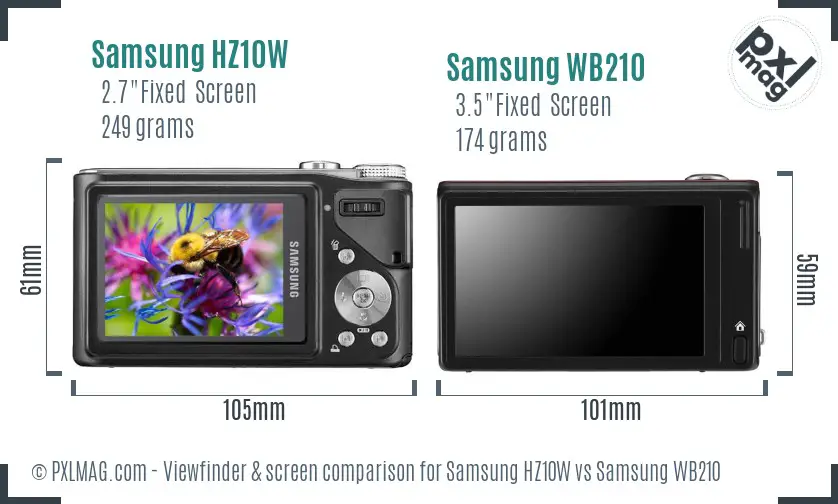Samsung HZ10W vs Samsung WB210 Screen and Viewfinder comparison Samsung HZ10W vs Samsung WB210 Screen and Viewfinder comparison