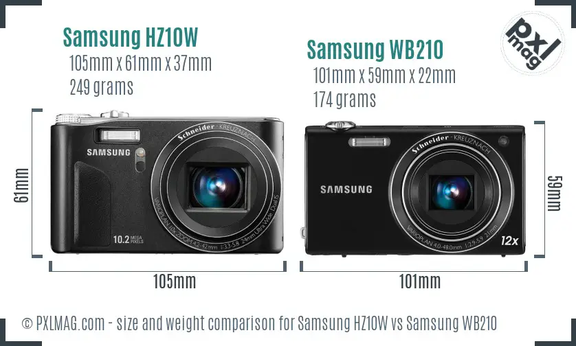 Samsung HZ10W vs Samsung WB210 size comparison Samsung HZ10W vs Samsung WB210 size comparison