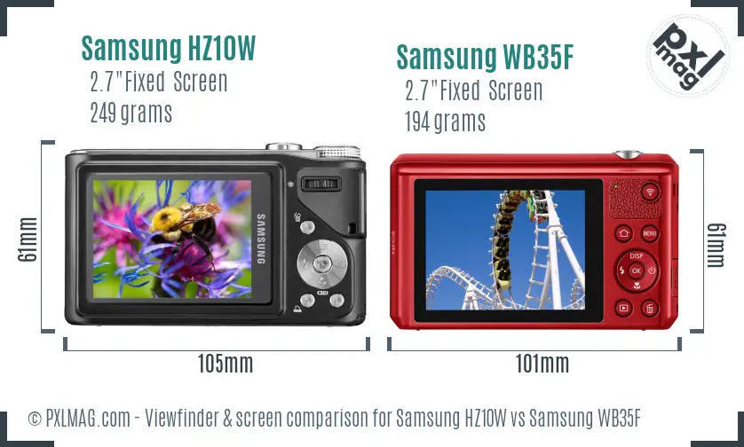 Samsung HZ10W vs Samsung WB35F Screen and Viewfinder comparison