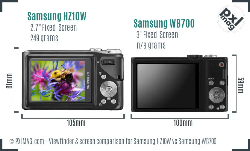 Samsung HZ10W vs Samsung WB700 Screen and Viewfinder comparison
