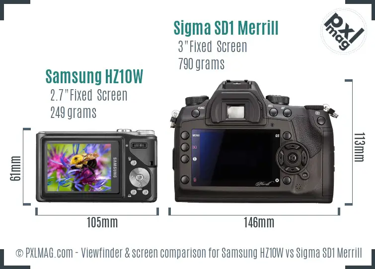 Samsung HZ10W vs Sigma SD1 Merrill Screen and Viewfinder comparison