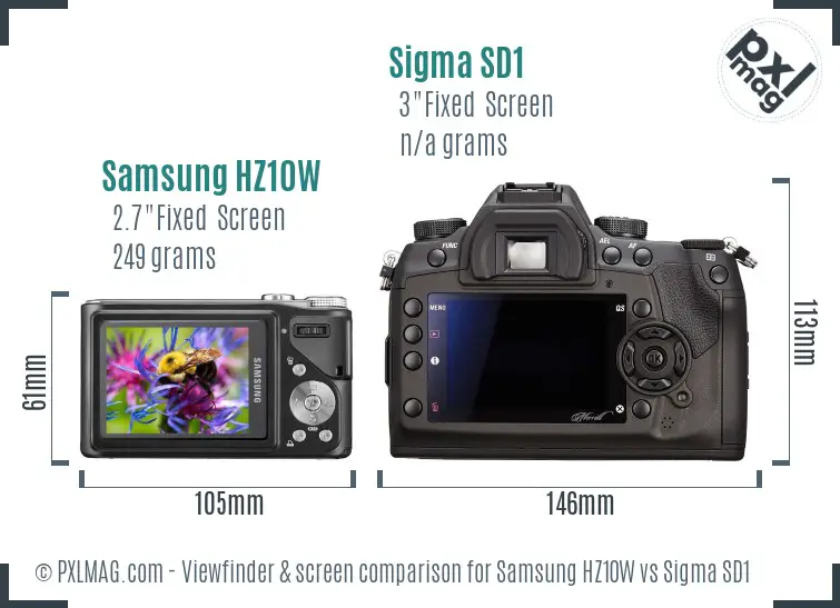 Samsung HZ10W vs Sigma SD1 Screen and Viewfinder comparison