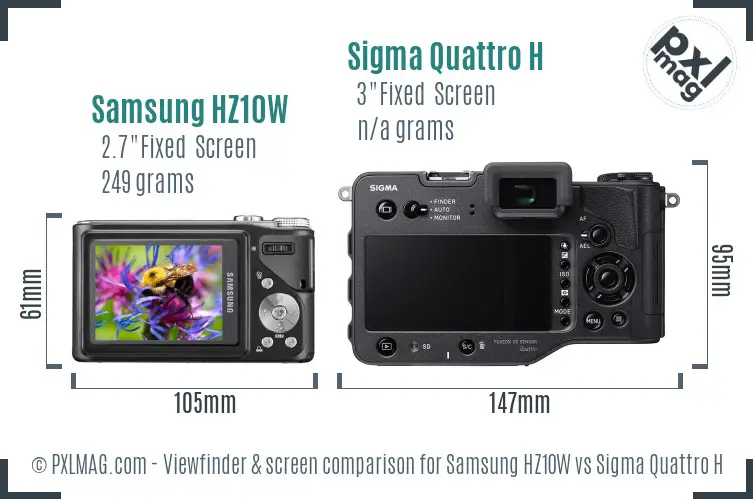 Samsung HZ10W vs Sigma Quattro H Screen and Viewfinder comparison