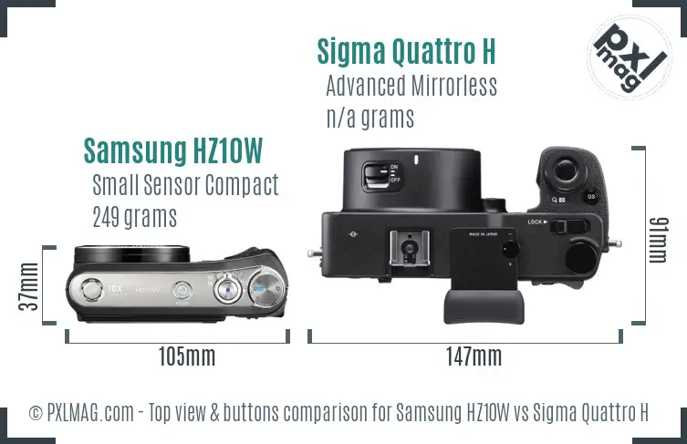 Samsung HZ10W vs Sigma Quattro H top view buttons comparison