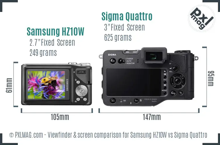 Samsung HZ10W vs Sigma Quattro Screen and Viewfinder comparison