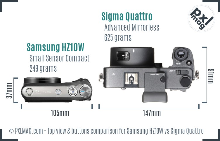 Samsung HZ10W vs Sigma Quattro top view buttons comparison
