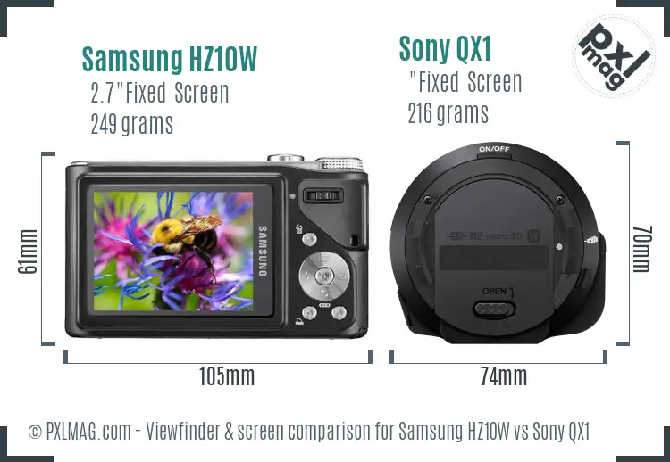 Samsung HZ10W vs Sony QX1 Screen and Viewfinder comparison
