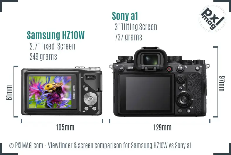 Samsung HZ10W vs Sony a1 Screen and Viewfinder comparison