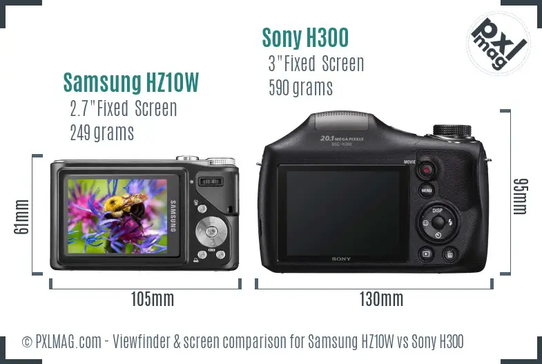 Samsung HZ10W vs Sony H300 Screen and Viewfinder comparison