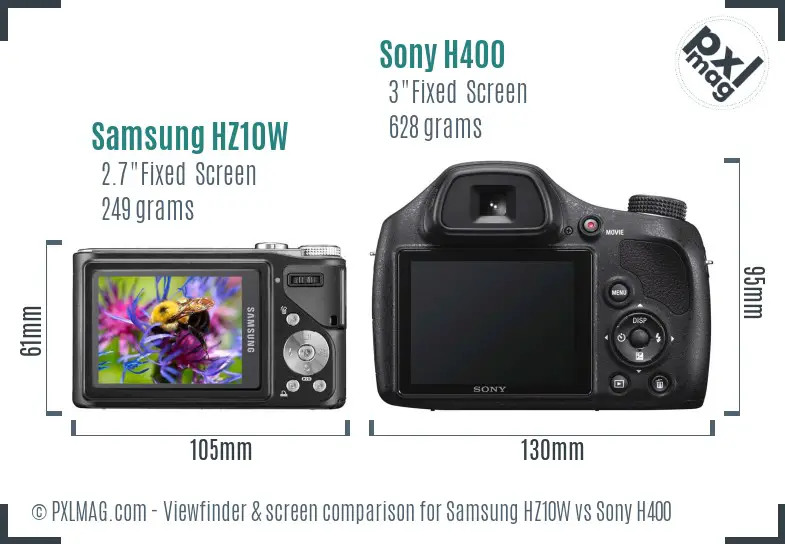 Samsung HZ10W vs Sony H400 Screen and Viewfinder comparison