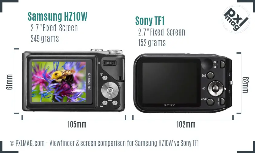 Samsung HZ10W vs Sony TF1 Screen and Viewfinder comparison